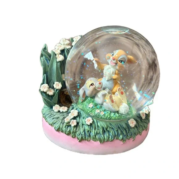 Bambi Miss Bunny & Thumper Disney Store Snow Globe 2005 (RARE) Vintage